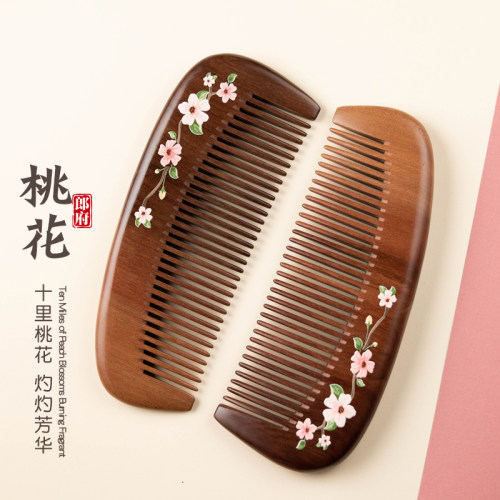 郎府老桃木梳子彩绘梳