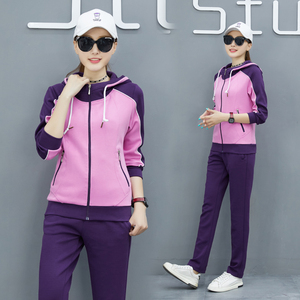 休闲运动套装女秋季2021新款时尚大码宽松连帽秋运动服两件套