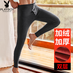 加绒加厚秋裤 大码 打底裤 男棉裤 内裤 冬季 线裤 花花公子保暖裤 毛裤