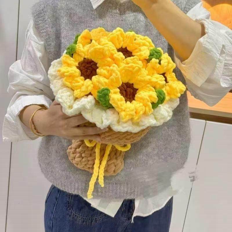毛线编织玫瑰花束冰条线向日葵花束情人节手工钩织高考礼物感恩,服饰配件/皮带/帽子/围巾,DIY编织材料包,淘宝优惠券,粉丝福利购,淘宝优惠卷
