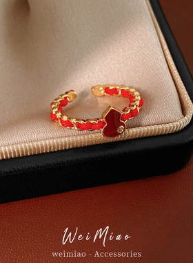 新中式葫芦开口戒指时尚简约百搭气质食指戒高级感小众福禄手饰女