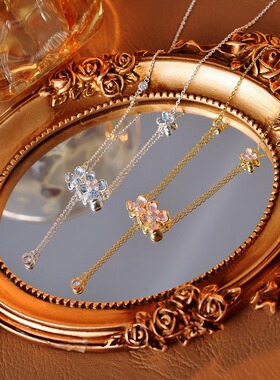 小清新花朵项链耳钉手链茉莉花高级感轻奢小众锁骨链银针耳环手串