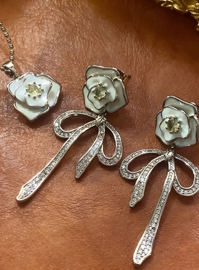 玫瑰雨露手链项链耳钉轻奢小众百搭精致高级感设计山茶花耳环手串