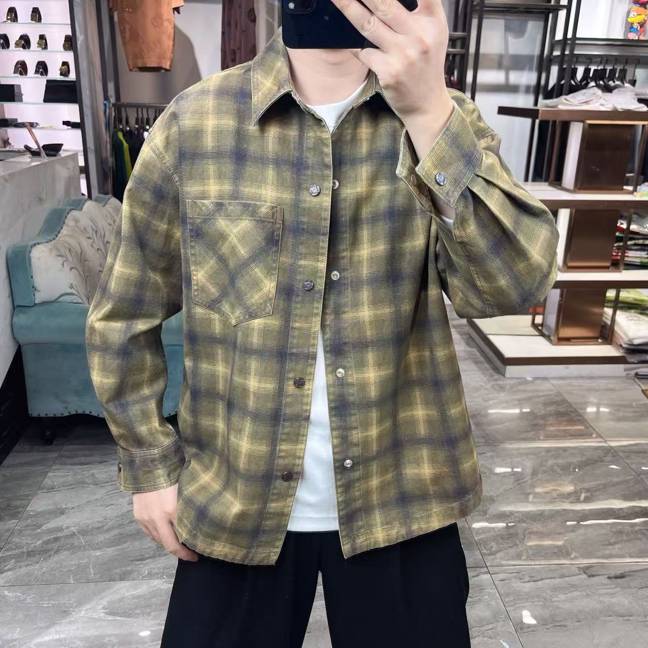 2025新款复古格子衬衫