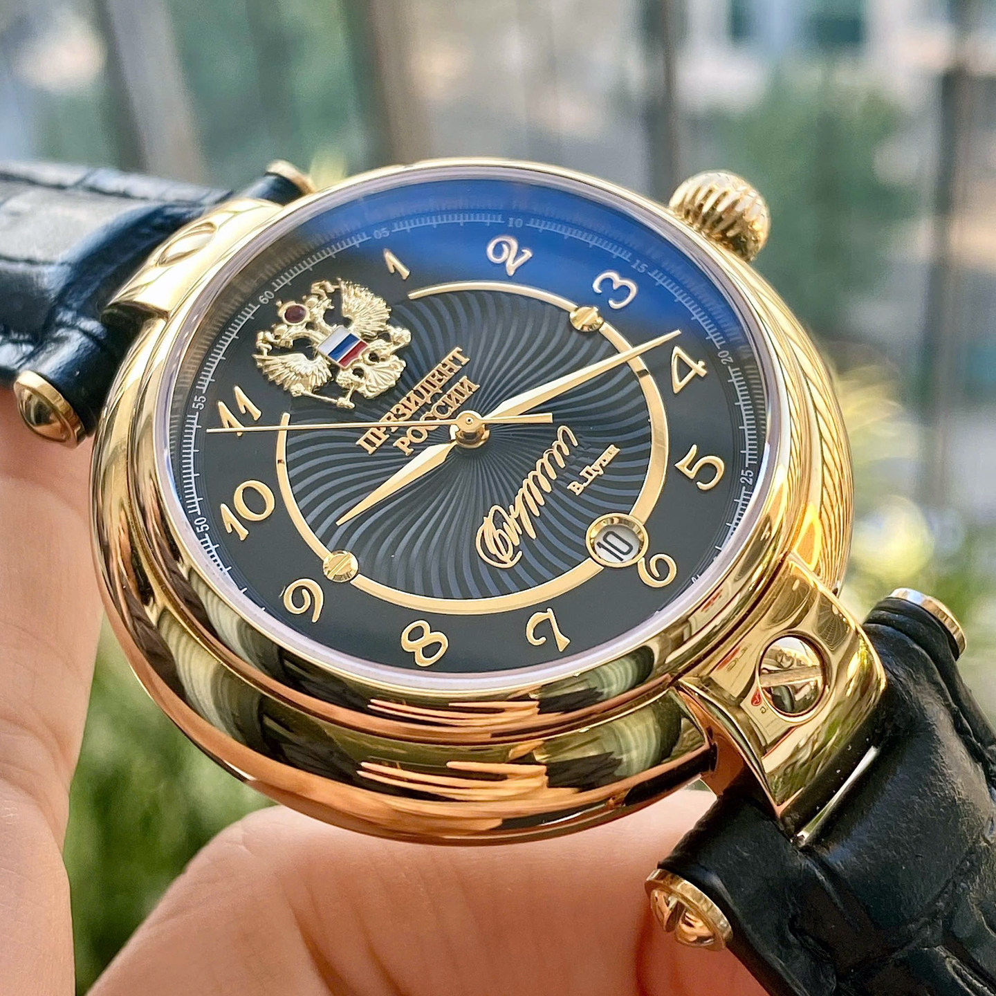 俄双头鹰总统镀金全自动机械男表