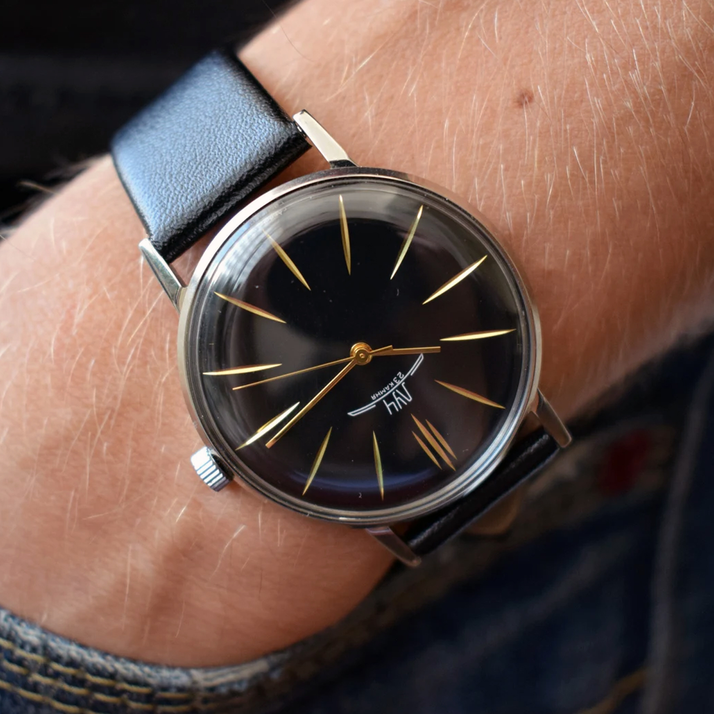 超薄苏联黄铜机芯机械表复古简约