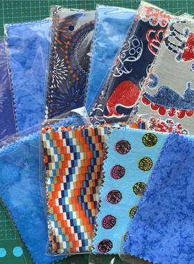 蓝色系手工diy拼布布艺材料小切片布组细工花纯棉平纹印花布料