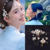 朝鲜服侧边珍珠发夹网红延吉白色珍珠仙复古头饰韩服专用发夹女生