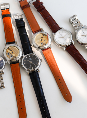 Cokly全自动机械表透底镂空不锈钢表壳银色白色黑色表盘女士手表