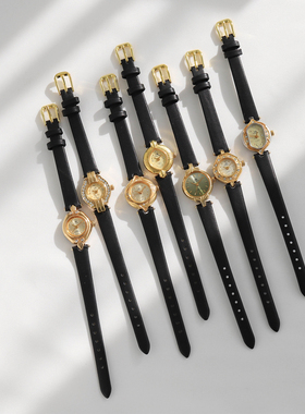 vintage上海产大气复古chic风女士金色手表手动机械表刻度小众