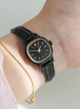 宝石花国货上海小巧手动机械表黑色方形复古怀旧文艺轻奢学生女表