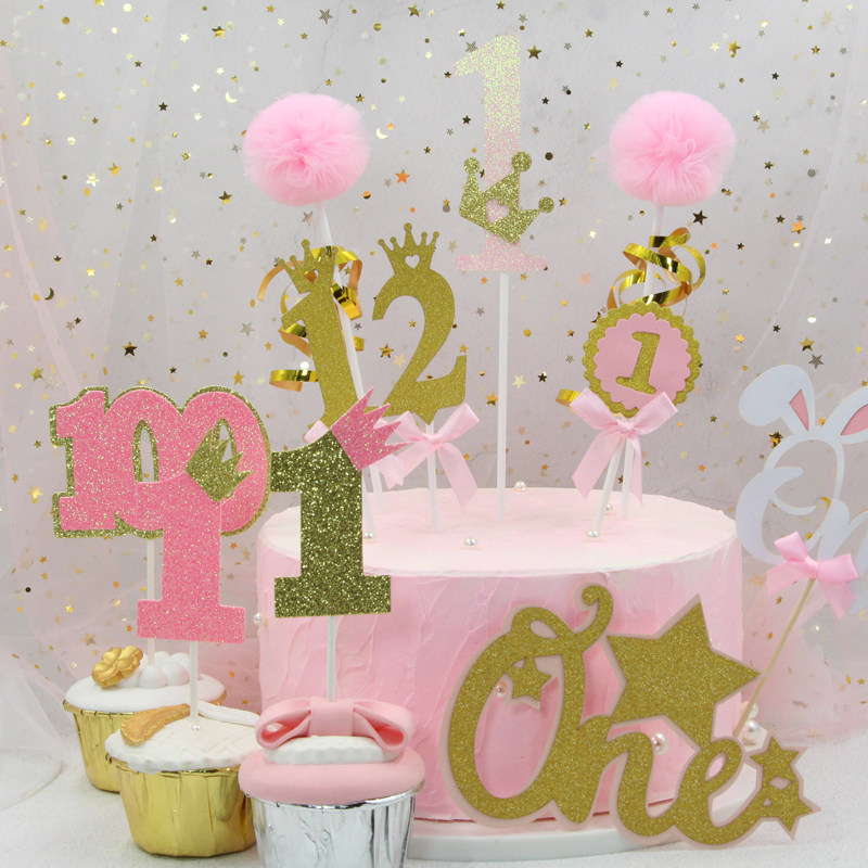 蛋糕装饰数字1周岁2周岁插牌 生日装饰插件儿童1一周岁100一百天