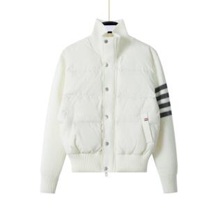 TB 白鸭绒90绒秋冬季女士针织袖羽绒服翻领外套经典四杠加厚保暖