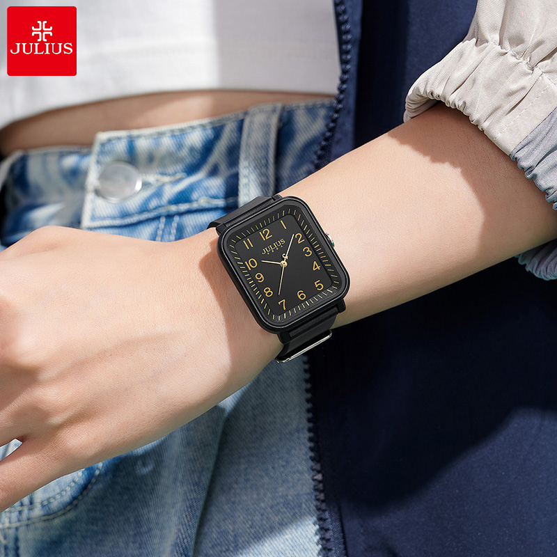 聚利时手表女2025新款小众橡胶中性时尚运动学生小方表女表男表