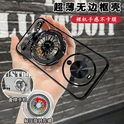适用华为畅享70X尊享版壳超薄无边框畅享70X高级旋转陀螺支架半包男女散热透明电镀高级感huawei畅享70x