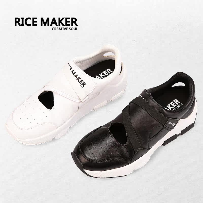 热米ricemaker低帮凉鞋女休闲镂空透气真皮百搭潮牌男运动鞋夏季
