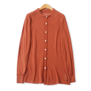 新款 秋季 外贸女装 百搭宽松翻领单排扣长袖 18881 薄款 开衫 针织小衫