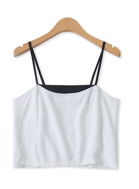 拼色吊带夏季新款外贸女装时尚百搭可调节修身露脐抹胸背心17694