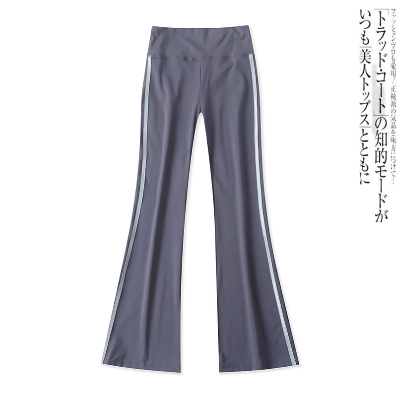 运动瑜伽裤春夏新款外贸女装百搭弹力修身反光条速干微喇裤17888