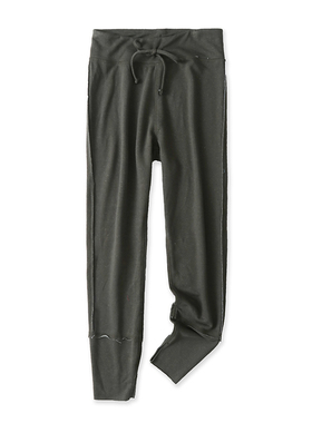 运动裤秋季新款外贸女装百搭休闲松紧腰系带反毛边收口卫裤15845