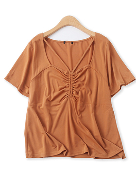 镂空T恤夏季新款外贸女装时尚大码露锁骨显瘦宽松短袖上衣14782