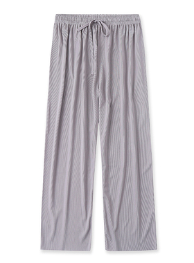 直筒裤春夏新款外贸女装百搭松紧腰系带弹力宽松显瘦冰丝裤12731