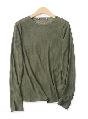 打底衫春夏季新款外贸女装百搭纯色圆领修身透气长袖套头T恤16782