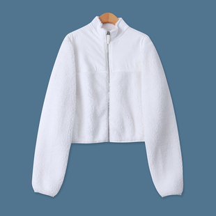 羊羔绒外套冬新款外贸女装百搭休闲宽松立领长袖保暖拉链衫19460