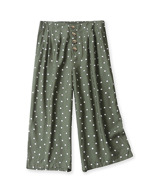 波点裙裤秋新款外贸女装休闲百搭半松紧高腰显瘦大码阔腿裤11406