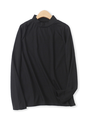 日单打底衫春季新款外贸女装百搭纯色显瘦螺纹半高领长袖T恤14224