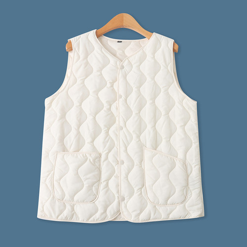 轻薄衍缝马甲冬季新款外贸男女款百搭宽松单排按扣无袖背心19219