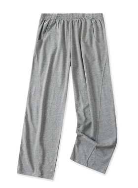 直筒棉运动裤春新款外贸女装休闲百搭松紧高腰宽松阔腿卫裤16407