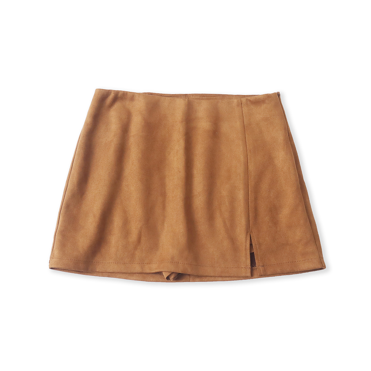 麂皮半身裙春季新款外贸女装百搭自然腰侧拉链修身包臀短裙19266