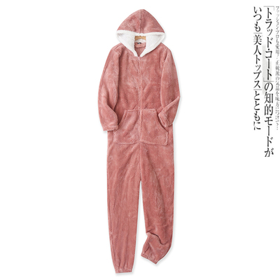 宽松保暖家居服连帽长袖连体裤