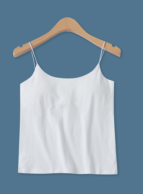 棉背心春夏新款外贸女装纯色百搭细松紧海绵胸垫修身吊带衫17550