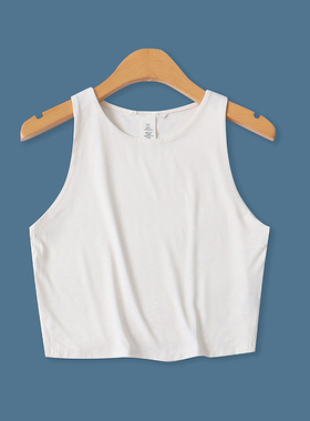 速干背心夏季新款外贸女装百搭纯色套头圆领修身弹力短上衣18233