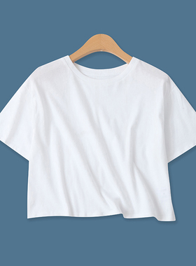 糖果色T恤夏新款外贸女装百搭短款圆领宽松套头落肩短袖上衣16896