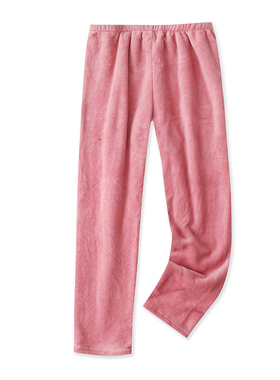 珊瑚绒睡裤冬季新款外贸女装时尚百搭松紧高腰宽松家居长裤15671