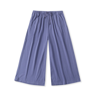 休闲裤 日单阔腿七分裤 松紧腰宽松斜插袋大码 外贸女装 19711 夏新款