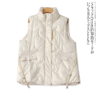 背心坎肩17292 保暖休闲宽松拉链短款 亮面棉马甲秋冬新款 外贸女装