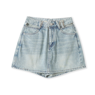 外贸女装 新款 时尚 百搭镂空高腰线修身 19421 水洗牛仔裙裤 短裤 夏季