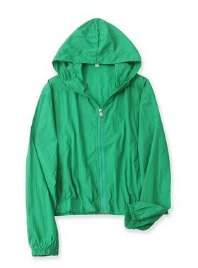 防晒衣春夏季新款外贸女装糖果色户外骑行长袖拉链连帽外套15163