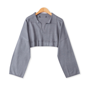 针织衫 百搭宽松翻领可做叠穿长袖 春季 外贸女装 上衣19199 新款 短款