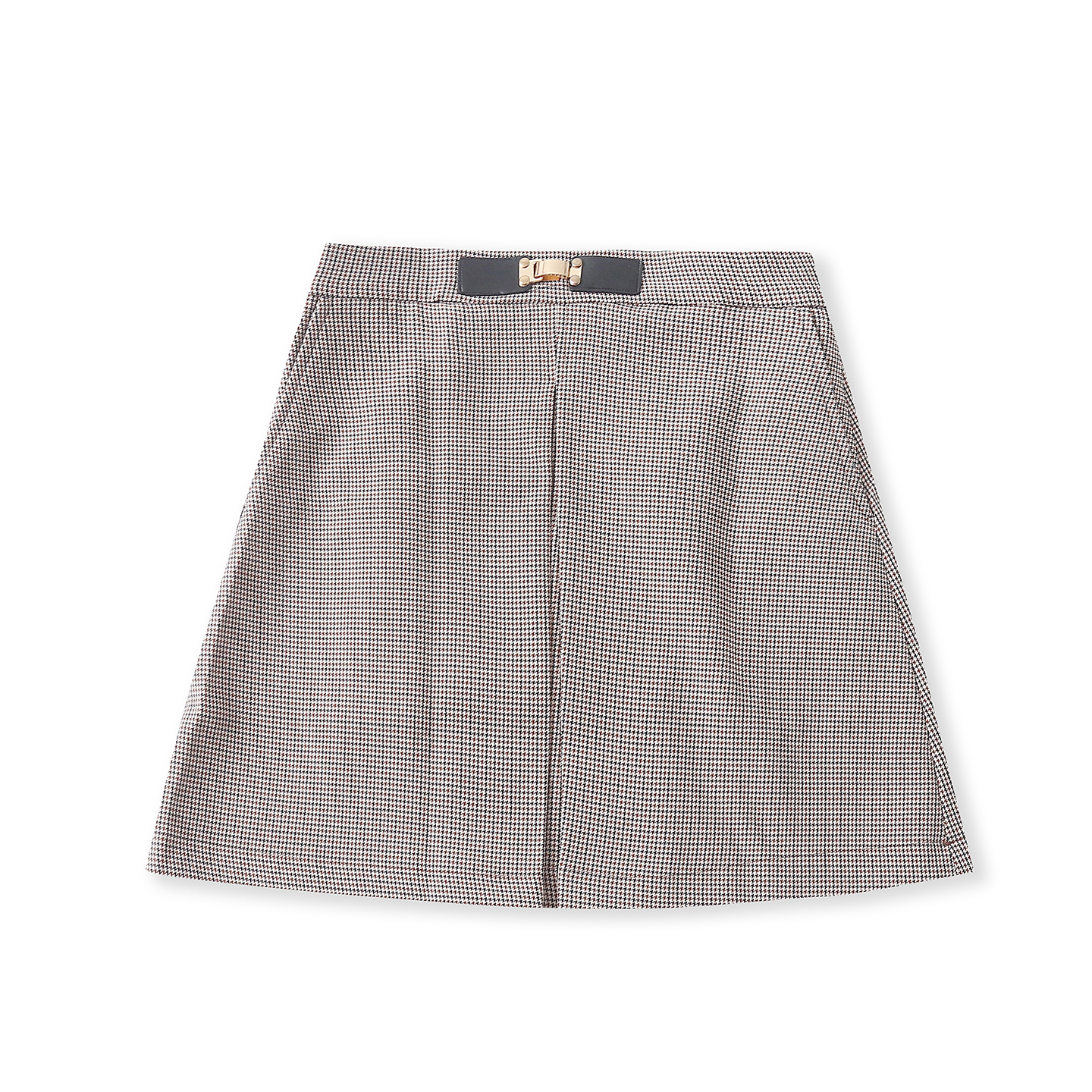 千鸟格短裙秋季新款外贸女装英伦风高腰线显瘦A字褶皱半身裙19002