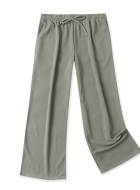 休闲裤秋季新款外贸女装时尚百搭松紧高腰抽绳口袋阔腿长裤17494