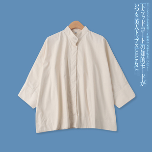 衬衫 百搭宽松显瘦单排扣短袖 春夏季 外贸女装 衬衣13982 新款 蝙蝠袖