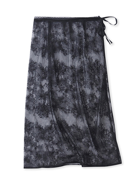 蕾丝钉珠罩裙春新款外贸女装时尚一片式系带叠穿半身屁帘裙17871