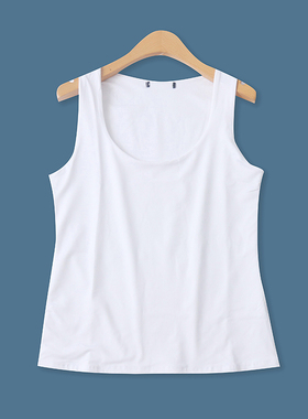 双层运动背心夏季新款外贸女装百搭纯色U领宽松套头无袖上衣18034