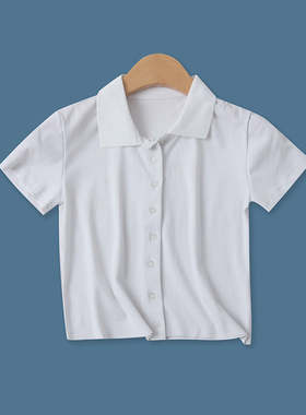 POLO翻领T恤夏新款外贸女装百搭短款单排扣修身螺纹短袖上衣16309