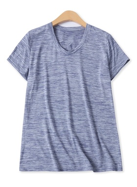 跑步运动T恤夏季新款外贸女装百搭休闲V领套头宽松短袖上衣17809